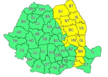 Cod galben de ninsori moderate cantitativ, polei, intensificări ale vântului
