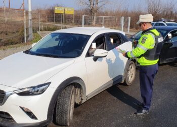 Polițiștii brăileni au dat flori șoferițelor aflate în trafic