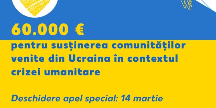 60.000 de euro pentru susținerea comunităților venite din Ucraina în contextul crizei umanitare