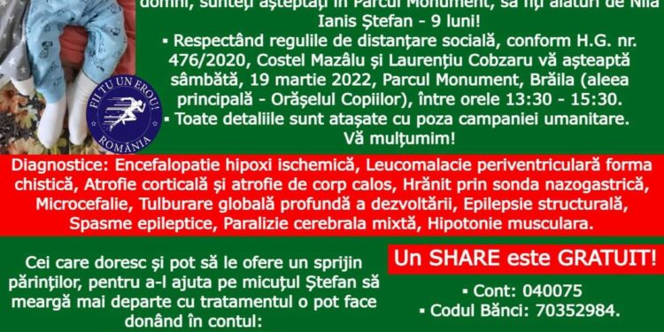 Cros umanitar în Parcul Monument pentru un copil de 9 luni