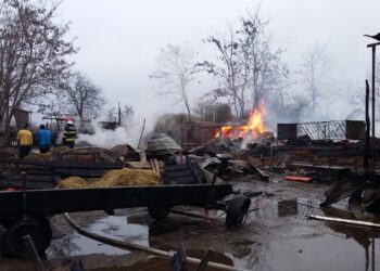 Incendiu la o locuință din localitatea Tudor Vladimirescu