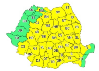 Atenționare meteo cod galben de instabilitate atmosferică