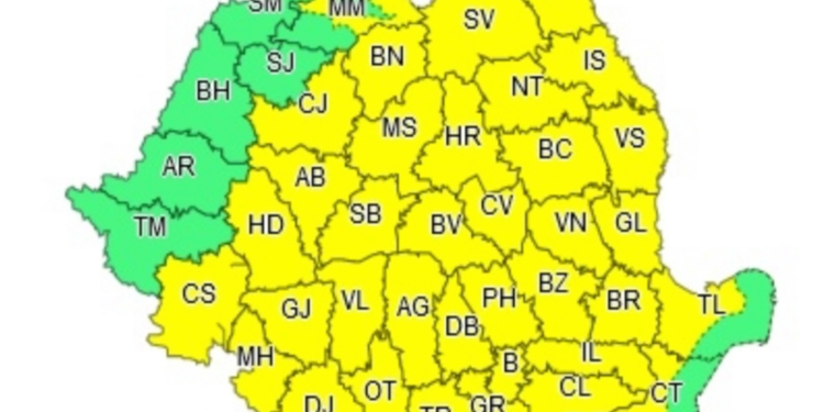 Atenționare meteo cod galben de instabilitate atmosferică