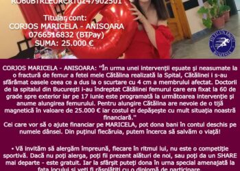 CROS 𝐔𝐌𝐀𝐍𝐈𝐓𝐀𝐑: Solidaritate pentru Cătălina, sprijinul tău este un pas spre normalitate