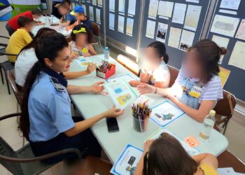 Atelierul „Polițistul, prietenul meu de vacanță”, organizat de IPJ Brăila în parteneriat cu Biblioteca Județeană „Panait Istrati”