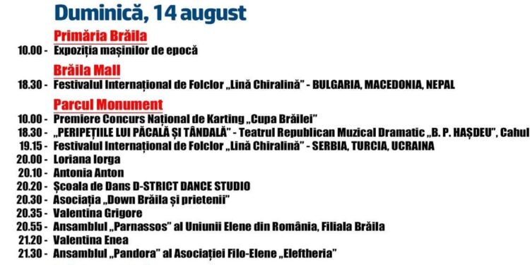 Penultima zi a manifestărilor dedicate Zilelor Brăilei