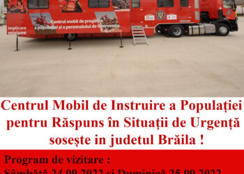 Centrul Mobil de Instruire a Populației pentru Răspuns în Situații de Urgență va ajunge în municipiul Brăila