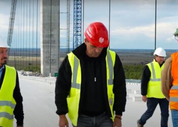 Video: Secretarul de stat în Ministerul Transporturilor, Irinel Scrioșteanu, a fost în vizită la Podul suspendat peste Dunăre