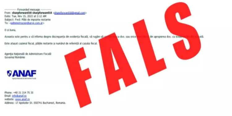 Mesaje false trimise pe e-mail în numele ANAF