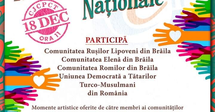 Ziua Minorităților Naționale, sărbătorită duminică, 18 decembrie, la Centrul de Creație Brăila
