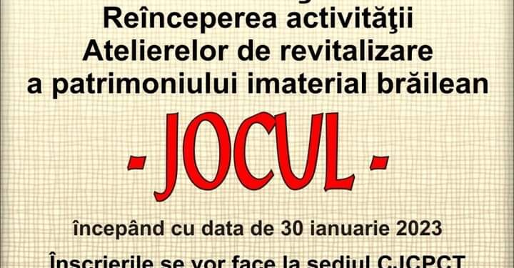 Au început înscrierile la Atelierele de revitalizare a patrimoniului imaterial Jocul