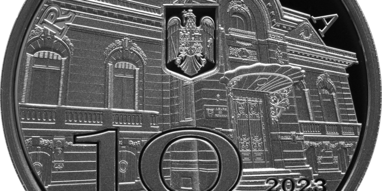 Monedă din argint cu tema 100 de ani de la înființarea Asociației Generale a Vânătorilor și Pescarilor Sportivi din România