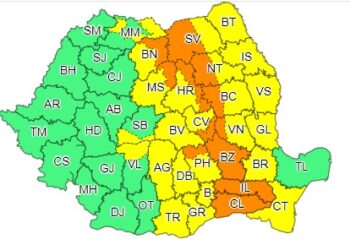 Cod galben de averse, vijelii și intensificări ale vântului