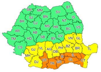 Codul galben de caniculă rămâne valabil și pentru sâmbătă, 22 iulie