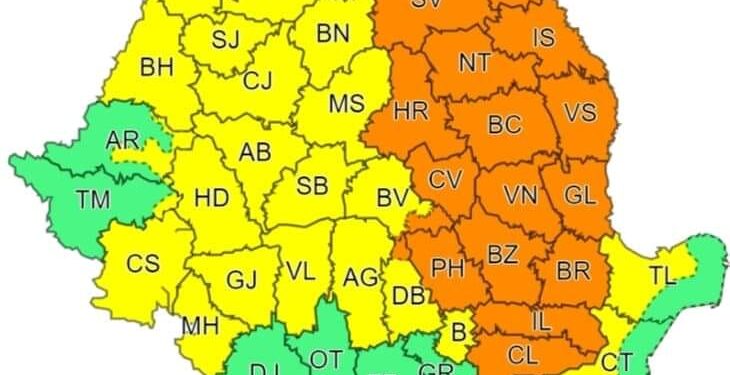 Avertizare cod portocaliu de ploi abundente și instabilitate atmosferică accentuată