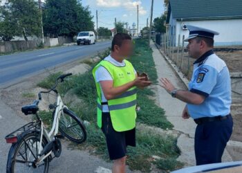Acțiuni ale polițiștilor pentru impunerea respectării normelor rutiere de către toți participanții la trafic, în special a bicicliștilor, pe raza localităților Movila-Miresii și Tudor Vladimirescu