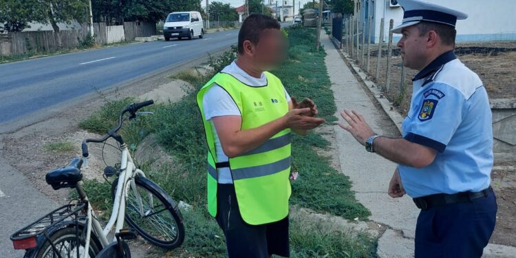 Acțiuni ale polițiștilor pentru impunerea respectării normelor rutiere de către toți participanții la trafic, în special a bicicliștilor, pe raza localităților Movila-Miresii și Tudor Vladimirescu