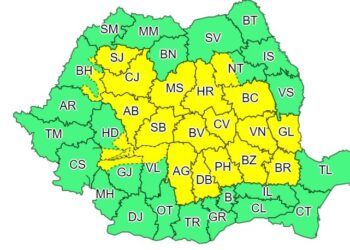ANM a emis un cod galben de vreme rea. Sunt așteptate ploi și furtuni violente.