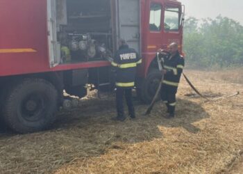 Un TIR încărcat cu cereale a luat foc pe DN2B, în zona localității Vădeni