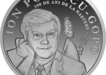 Monedă din argint cu tema 100 de ani de la nașterea lui Ion Popescu-Gopo