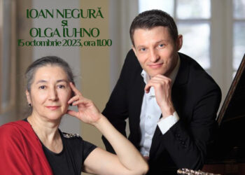 Ioan Negură și Olga Iuhno vor concerta în dimineața zilei de duminică, 15 octombrie 2023, de la ora 11.00, la sediul Filarmonicii Lyra