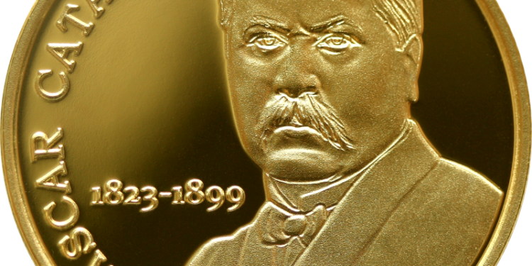 Monedă din aur cu tema 200 de ani de la nașterea lui Lascăr Catargiu lansată în circuitul numismatic