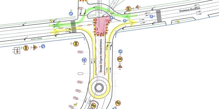 Circulația va fi deviată, începând de miercuri, 8 noiembrie, în intersecția Șoseaua Buzăului cu Strada Grigore Alexandrescu