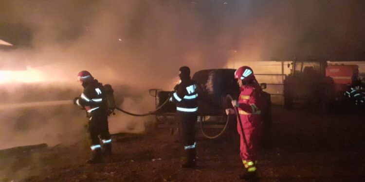Incendiu la o fermă din comuna Grădiștea. Aproape 200 de animale moarte în incendiu