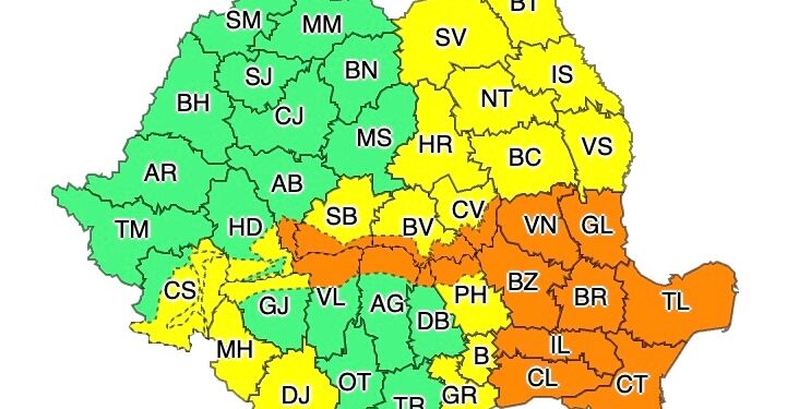 Cod portocaliu de intensificări susținute ale vântului