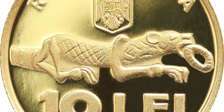 Monedă de aur cu tema Istoria aurului – Diadema princiară de la Bunești-Averești, lansată în circuitul numismatic