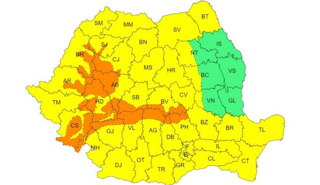 Avertizare cod galben de vânt până mâine dimineață la ora 3
