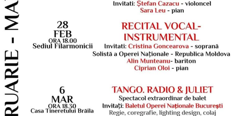Spectacole pregătite de Filarmonica Lyra-George Cavadia în lunile februarie și martie