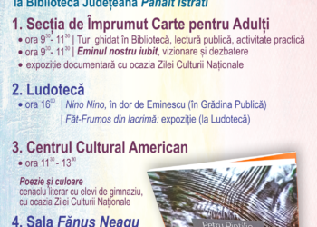 Evenimente la Biblioteca Județeană ”Panait Istrati” cu ocazia Zilei Culturii Naționale