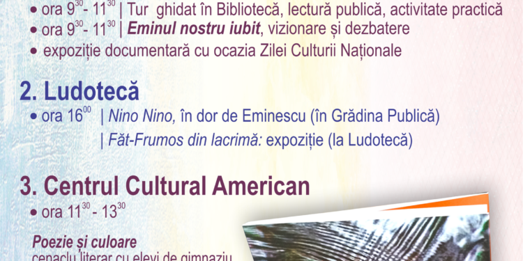 Evenimente la Biblioteca Județeană ”Panait Istrati” cu ocazia Zilei Culturii Naționale