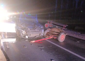 Accident grav pe DN25, în județul Galați. O persoană rănită grav. Calul de la căruța cu care autoturismul a intrat în coliziune a decedat