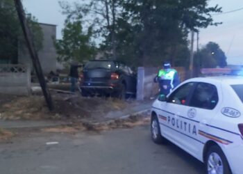 A fugit de polițiști și s-a oprit într-un gard de beton