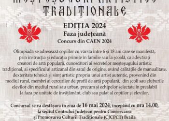 Centru de Creație Brăila organizează Olimpiada Meșteșuguri Artistice Tradiționale- Faza Județeană