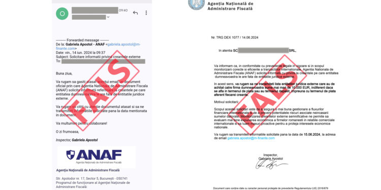 Mesaje false în numele ANAF