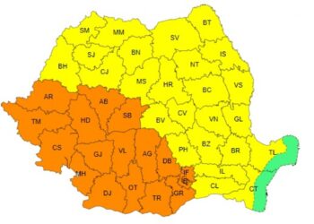 Cod portocaliu și galben de caniculă emis de meteorologi pentru ziua de miercuri