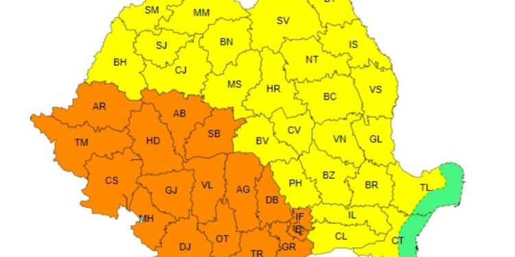 Cod portocaliu și galben de caniculă emis de meteorologi pentru ziua de miercuri