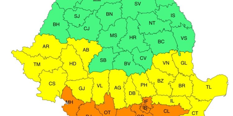 Cod galben de caniculă pentru județul Brăila, valabil pentru vineri și sâmbătă