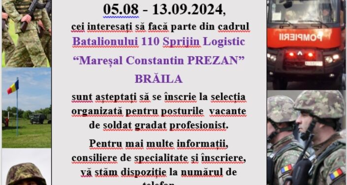 Selecție pentru posturile de soldat gradat profesionist