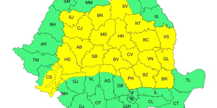 Până la noapte, la ora 3, Brăila se află sub avertizare cod galben de instabilitate atmosferică