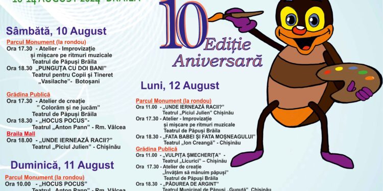 Invitație la cea de-a X-a ediție, aniversară, a Festivalului Internațional de Teatru pentru Copii și Tineret “Cărăbuș”