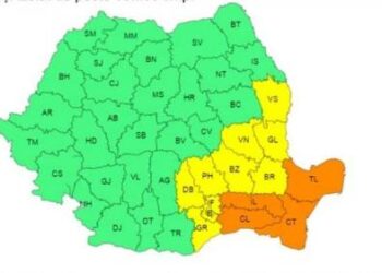 Județul Brăila sub avertizare meteorologică de cod galben de instabilitate atmosferică