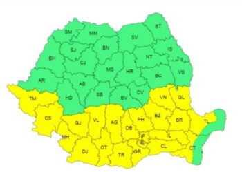 Cod galben de caniculă în prima zi din luna august