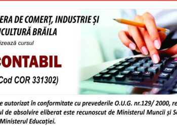 Curs autorizat de CONTABIL organizat de Camera de Comerț, Industrie și Agricultură Brăila