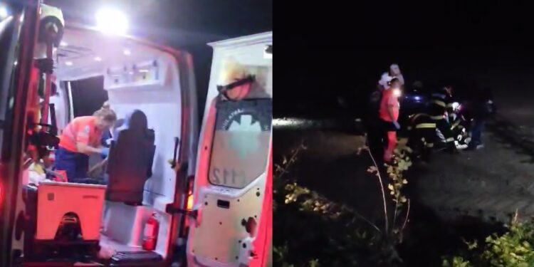 Un șofer cu o alcoolemie de 0.87 mg/l alcool pur aerul expirat s-a răsturnat cu mașina în afara părții carosabile. Șoferul și cei 4 pasageri din mașină au avut nevoie de îngrijiri medicale