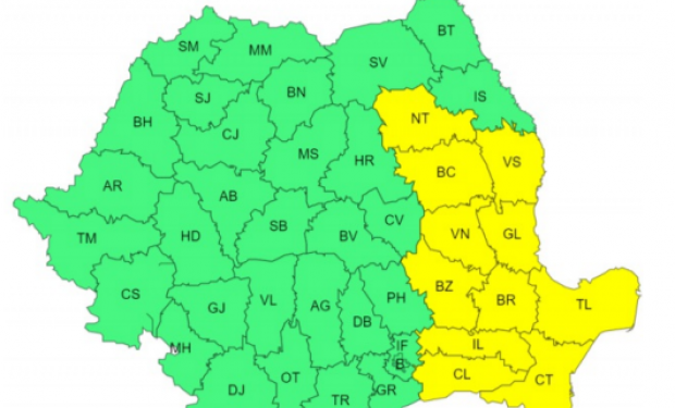 Județul Brăila sub avertizare cod galben de intensificări ale vântului