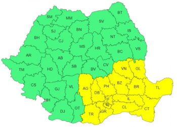 Avertizare meteorologică: Averse torențiale însoțite local de descărcări electrice